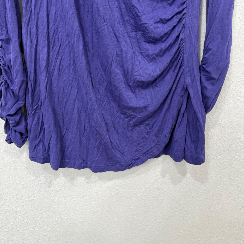 Soft Surroundings‎ Purple Ruched Drape Front Long Sleeve Top M Made in Turkey - Picture 4 of 10